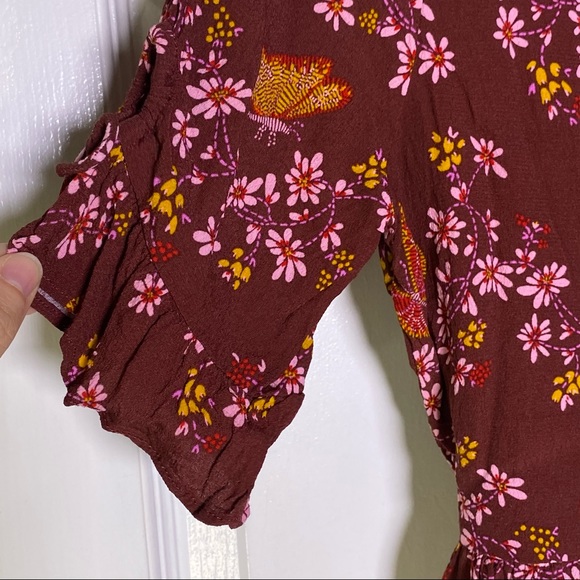 Madewell Tie Sleeve Wrap Top Butterfly Print - Picture 10 of 10